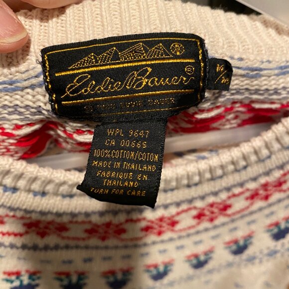 Eddie Bauer Vintage Fair Isle Sweater 1988 Flower Pots Cottagecore – Size M - Picture 3 of 4